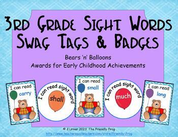 Preview of Bears 'n' Balloons Third Grade Award Tags & Badges