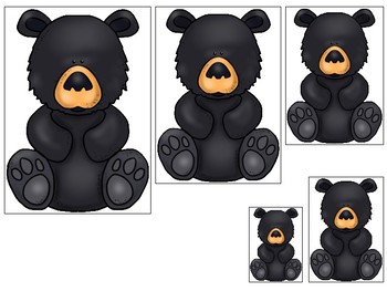 Preview of Bears themed Size Sequence Printable Preschool Math Curriculum Game.