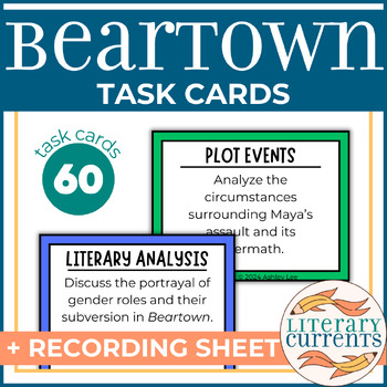 Preview of Beartown | Backman | Analytical Task Cards and Response Sheet | AP Lit HS ELA