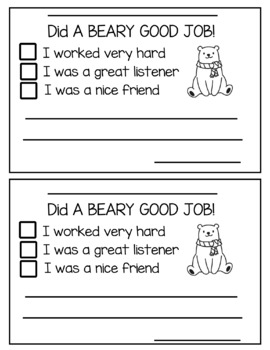 Preview of Beary Good Job Notes