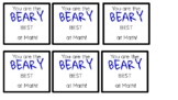 Beary Good at Math Love Note to go with bear fruit snacks