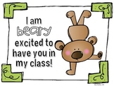 'Beary excited' classroom welcome tags