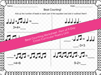 Preview of Beat Counting Worksheet -Poetry Unit