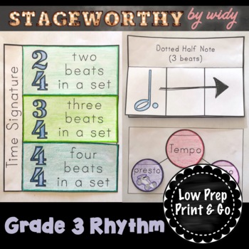 Preview of Beat & Rhythm Worksheets - Music Theory Interactive Notebook Grade 3