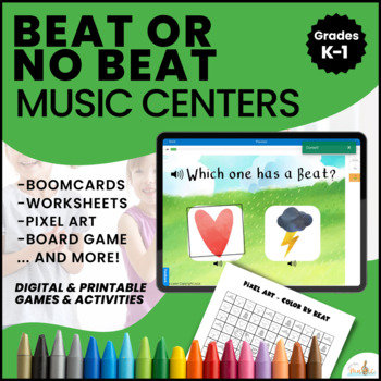 Preview of Steady Beat vs No Beat / Lesson, Games and Activities - Digital and Printable
