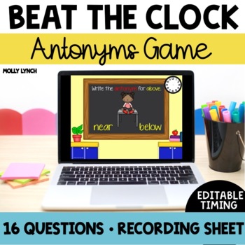 Preview of Antonyms Game for PowerPoint Beat the Clock Digital Game for 1st Grade 2nd Grade