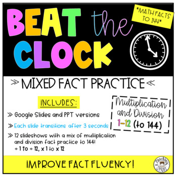 Preview of Beat the Clock Digital Math Fact Practice (Up to 144)