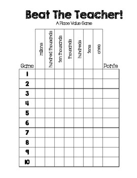 Preview of Beat the Teacher - A Place Value Game
