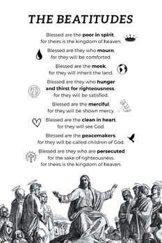 Preview of Beatitudes Classroom Poster (B&W, 24 x 36 ratio)