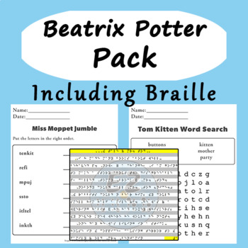Preview of Beatrix Potter Pack including Braille for Blind and Visually Impaired Students
