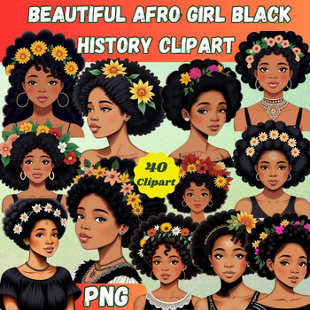 Preview of Beautiful Afro Girl Black History Clipart
