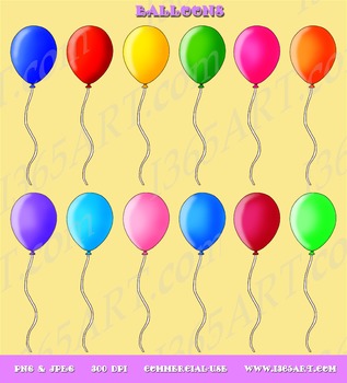 Beautiful Balloons Clip Art Pack Digital Graphics Instant Download