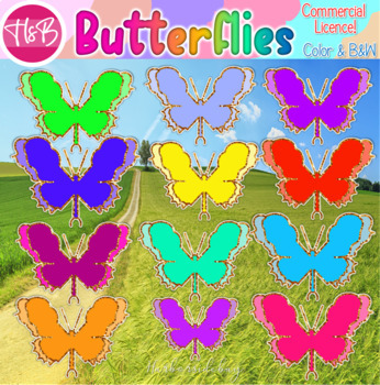 Preview of Beautiful Butterflies with Gold Foil | Inspiration | Clip Art | Animals | PNG