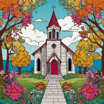 Preview of Easter Church Coloring Pages For All Ages