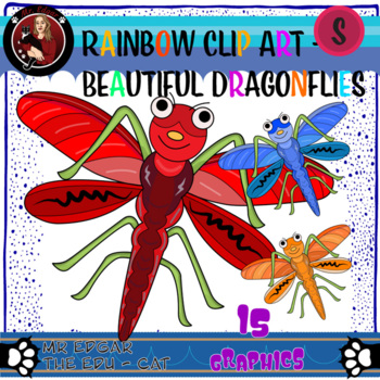 Preview of Beautiful Dragonflies -- Rainbow Clipart -- 15 Clips