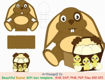 Download Beautiful Easter Gift Box Template Rabbit Box Egg Box Chicken Box