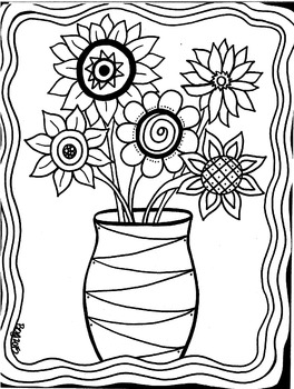 Preview of Beautiful Flowers Coloring Sheet