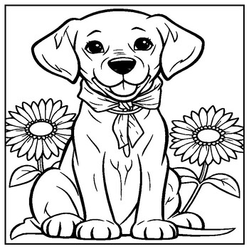 Beautiful Flowers Dog Coloring Book : Flowers Dog Coloring Pages by ...