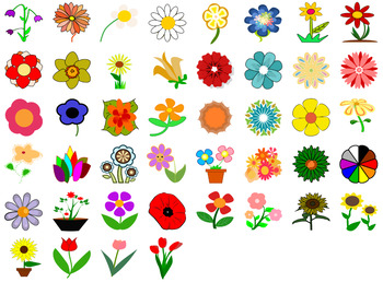 Preview of Beautiful Flowers, Tulips, Daisies, Sunflowers - SVG Clip Art Vectors