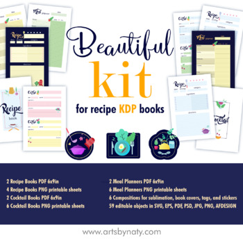 Preview of Beautiful Kit for Recipe Books and journals.