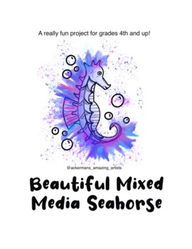 Preview of Beautiful Mixed Media Seahorse