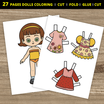 Preview of girls activities- dolls to spark imagination. Simply print, color, cut and play!