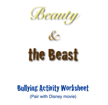 Preview of Beauty and the Beast  Bullying Worksheet