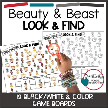 Preview of Beauty and the Beast Look and Find Game I Spy Fairy Tales Activity