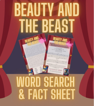 Preview of Beauty and the Beast Musical - Word Search and Fact Sheet