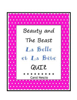 Preview of Beauty and the Beast ~ Quiz in English ~ FREE ~ La Belle et la bête