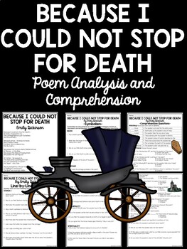 Preview of Because I Could Not Stop For Death Poem Analysis and Comprehension Worksheet