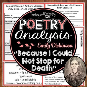Preview of Emily Dickinson "Because I Could Not Stop for Death" Close Reading + Think Aloud