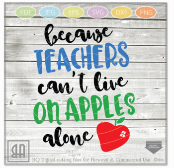 Download Because Teachers Can T Live On Apples Alone Svg Teacher Svg Tpt