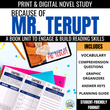Preview of Because of Mr. Terupt Book Study: Comprehension & Vocabulary Novel Activities