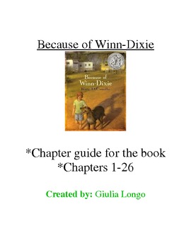 Preview of Because of Winn Dixie Book Guide