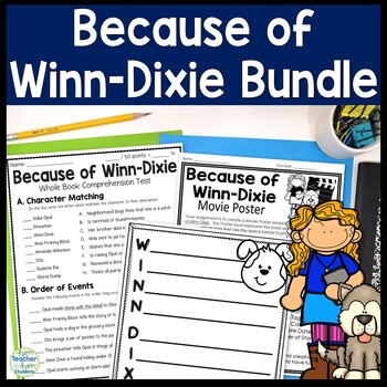 Preview of Because of Winn-Dixie Bundle: Test, Book Report Project, Word Search & Writing