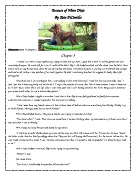 Preview of Because of Winn-Dixie Chapter 3:  Comprehension and Constructive Response