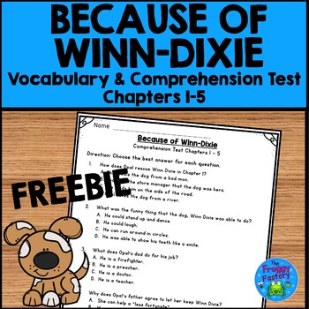 Preview of Because of Winn Dixie Test Chapters 1-5 FREEBIE