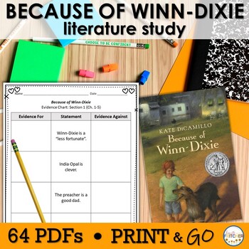 Preview of Because of Winn-Dixie | Kate DiCamillo| Novel Study Unit | Printables