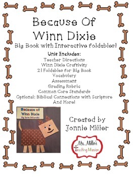 Preview of Because of Winn Dixie Interactive Big Book with foldables and Craftivity CC