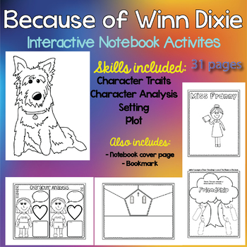 Preview of Because of Winn Dixie Interactive Notebooks | Because of Winn Dixie Activities