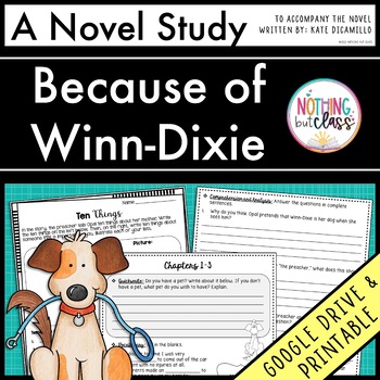 Preview of Because of Winn-Dixie Novel Study Unit - Comprehension | Activities | Tests