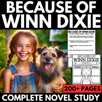 Preview of Because of Winn Dixie Novel Study Unit - Fun Activities - Projects - Questions