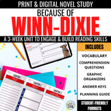 Because of Winn Dixie Novel Study Unit Comprehension Quest