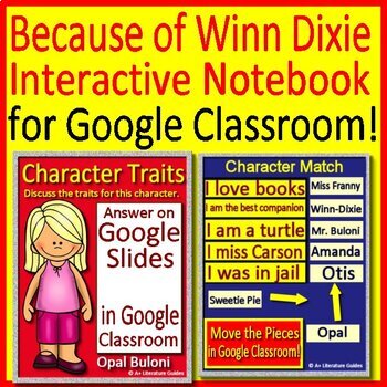 Preview of Because of Winn Dixie Digital Interactive Notebook - 20 Google Slides