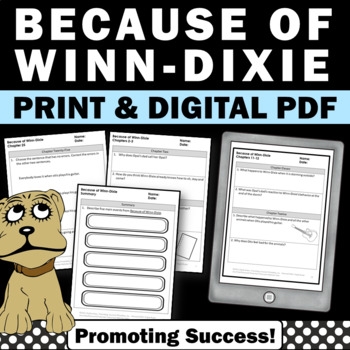 Preview of Because of Winn Dixie Novel Study Chapter Book 2nd Grade Comprehension Questions