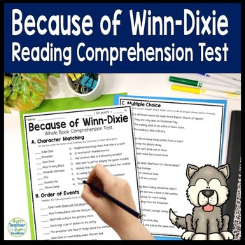 Preview of Because of Winn-Dixie Test  4-Page Because of Winn Dixie Quiz | Whole Book Test