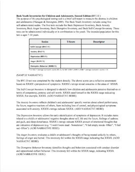 Preview of Beck Youth Inventories for Children and Adolescents (BYI-2) Template