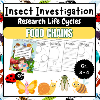 Preview of Become an Insect Explorer! Research Life Cycles & Food Chains For 3rd 4th Grade