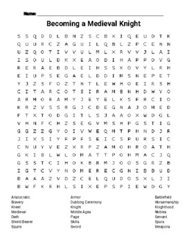 Lady Knight Word Search - WordMint